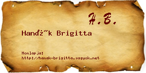 Hanák Brigitta névjegykártya